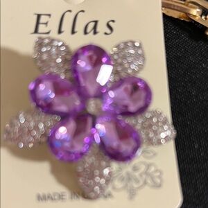 Ella Sparkling Purple and‎ Silver Brooch